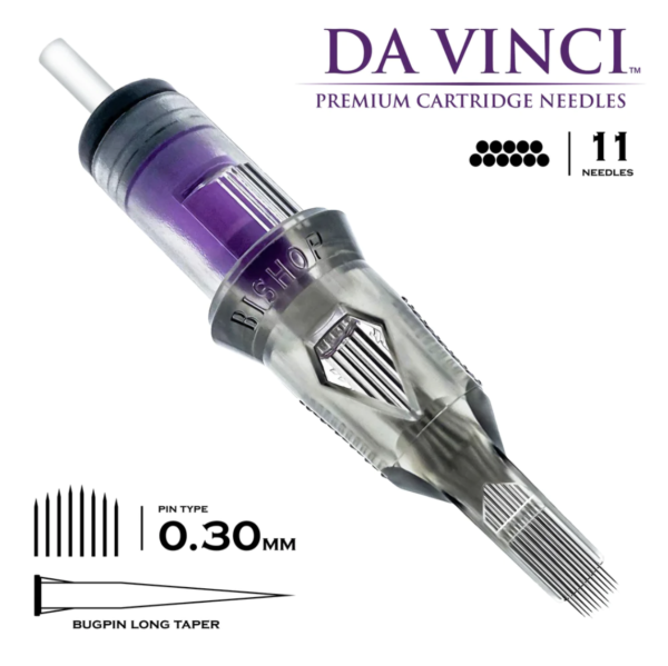 Bishop Da Vinci V2 Needle Cartridges #10 (.30mm) Long Taper Bugpin Curved Magnum Shader - Image 4