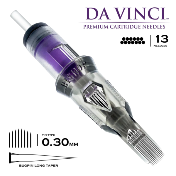 Bishop Da Vinci V2 Needle Cartridges #10 (.30mm) Long Taper Bugpin Curved Magnum Shader - Image 3