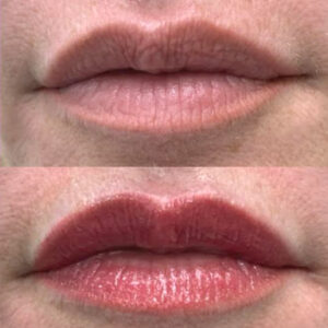 Before and after lip blushing